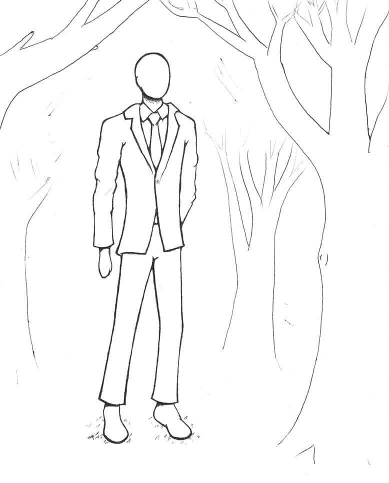 Slender man to print coloring page