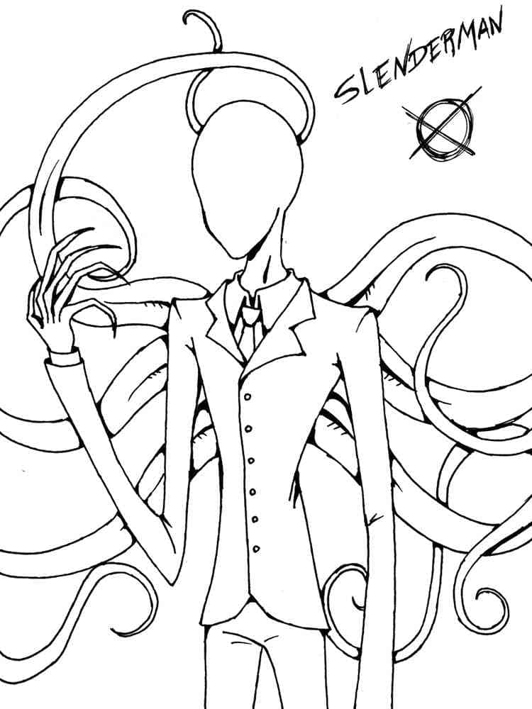 Cute slender man coloring page