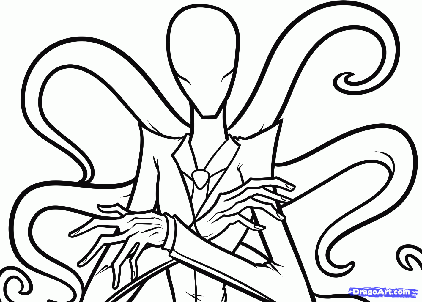 How to draw slenderman slender man step by step characters pop culture free online drawing tutorialâ coloring pages halloween coloring pages online drawing