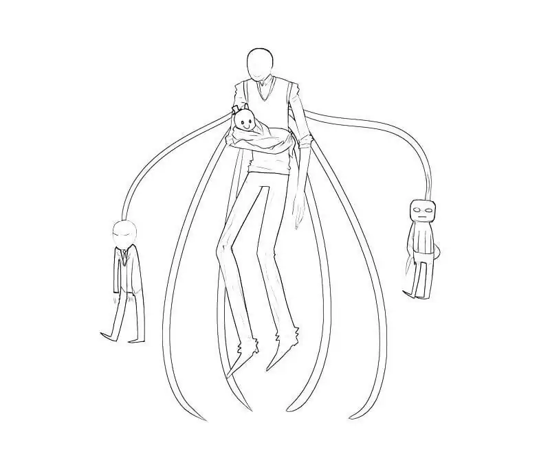 Slender man and kids coloring page