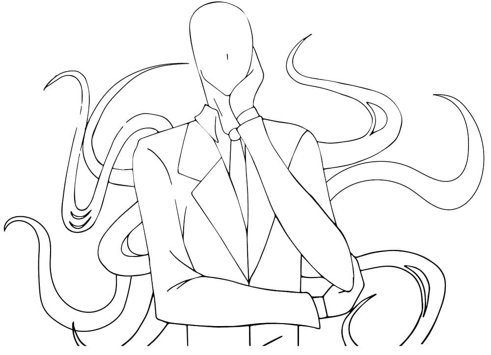 Slender man to print coloring page