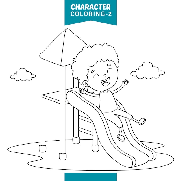 Premium vector vector illustration of character coloring page