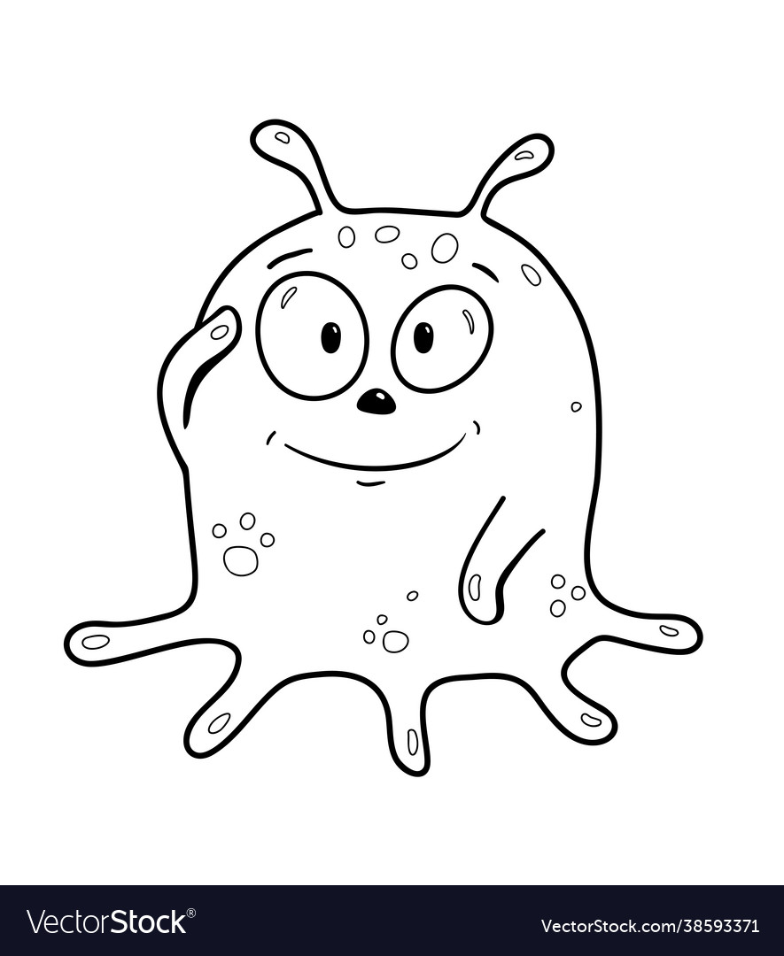 Cute slime monster for kids coloring book vector image