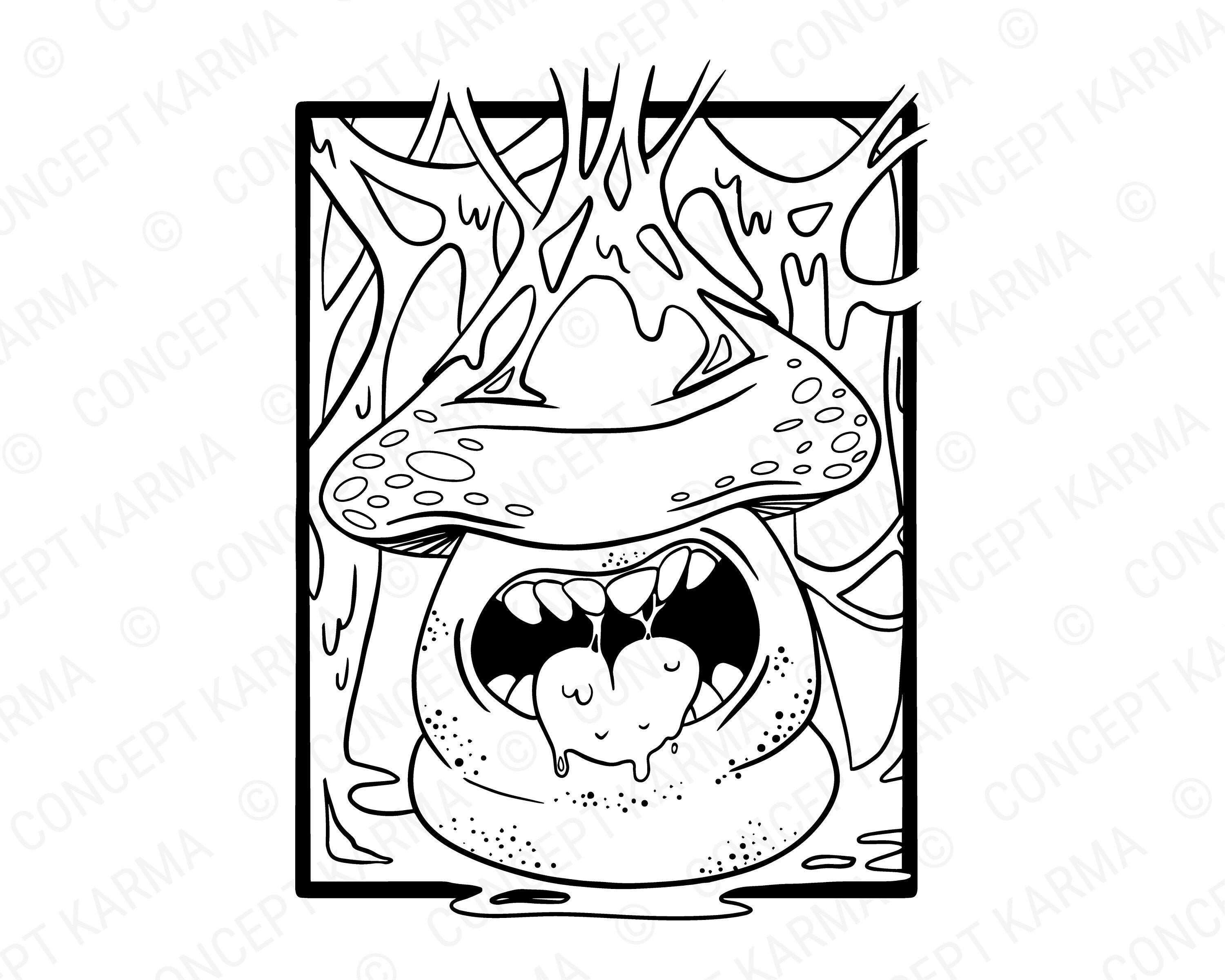 Cartoon mushroom slime shroom vector clip art svg eps png digital download coloring page t