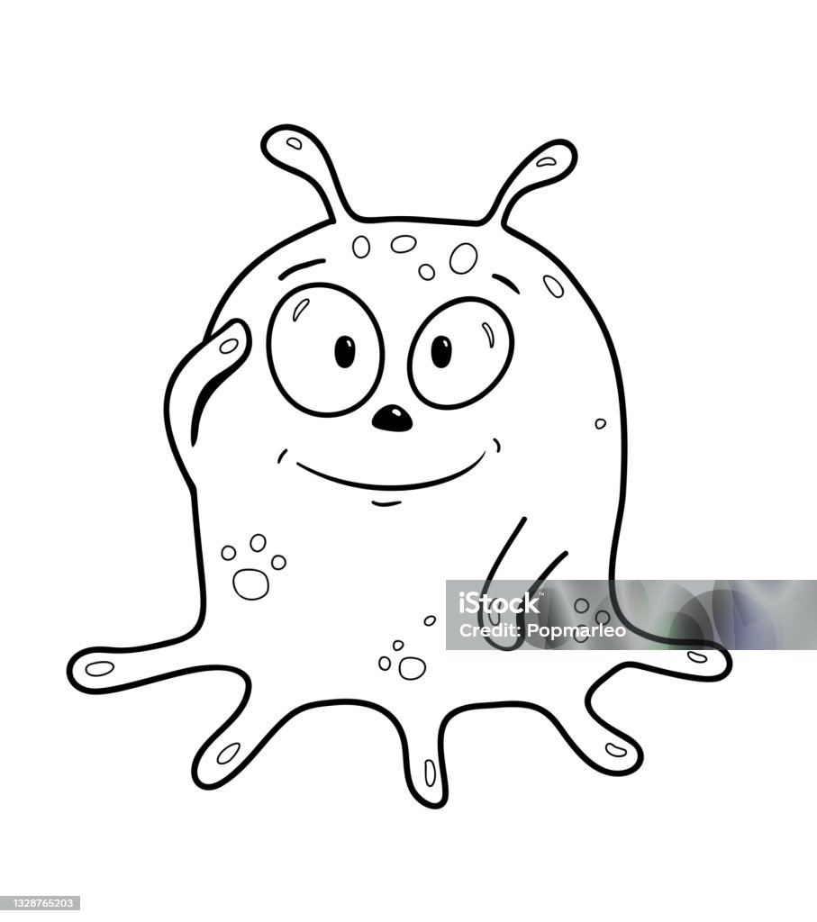 Cute slime monster for kids coloring book stock illustration