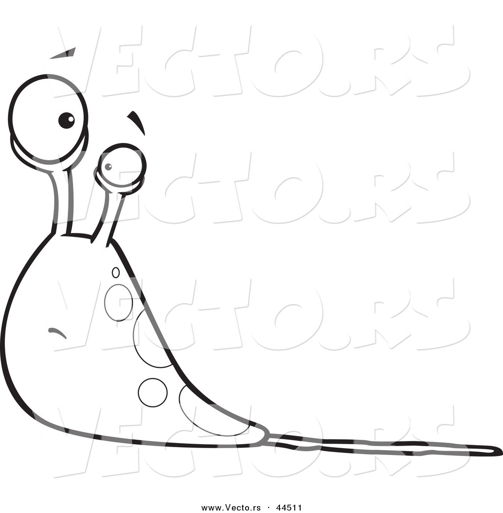 R of a confused cartoon slug with slime