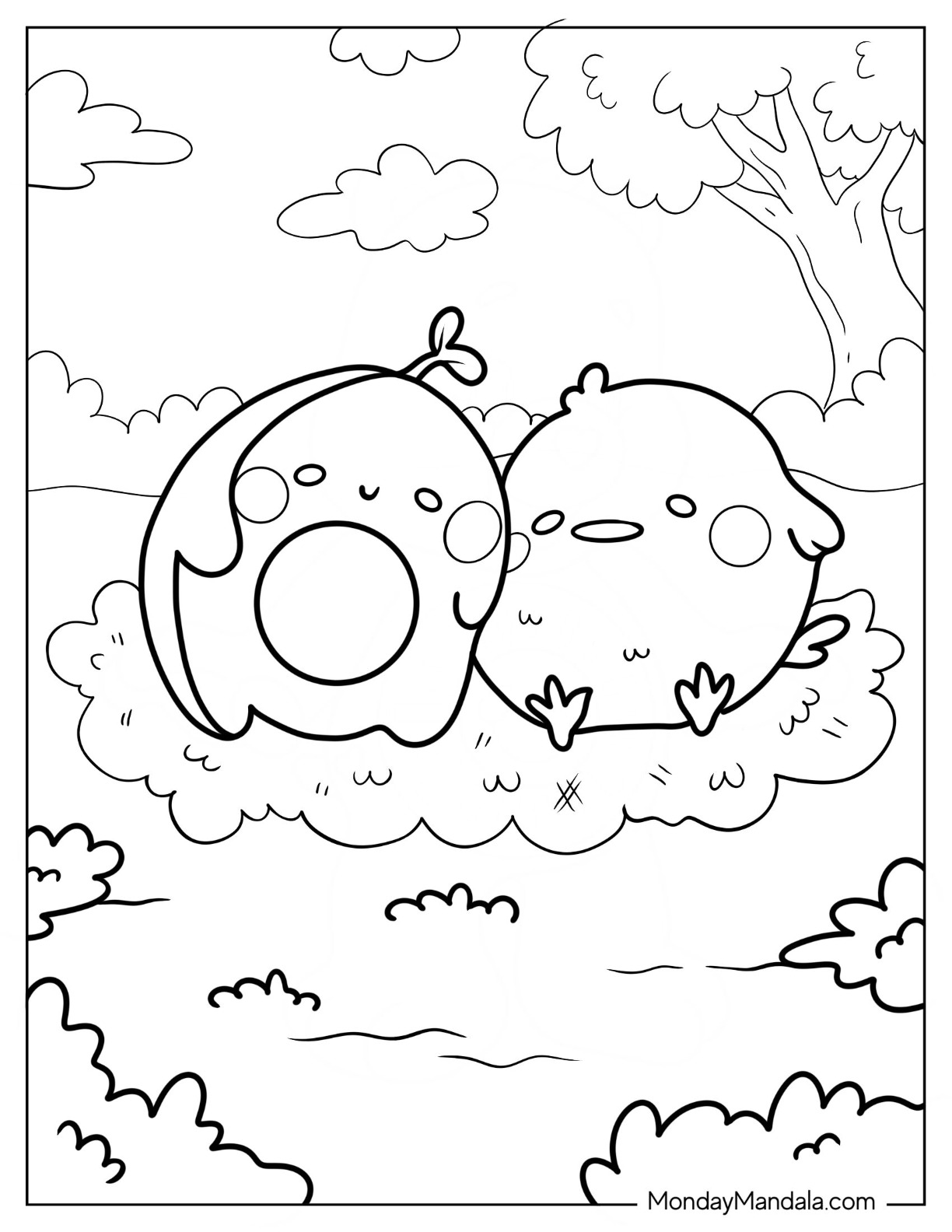 Avocado coloring pages free pdf printables