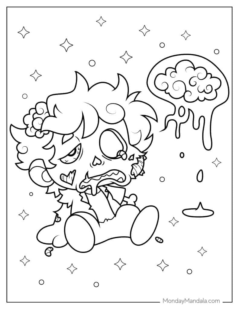 Zombie coloring pages free pdf printables