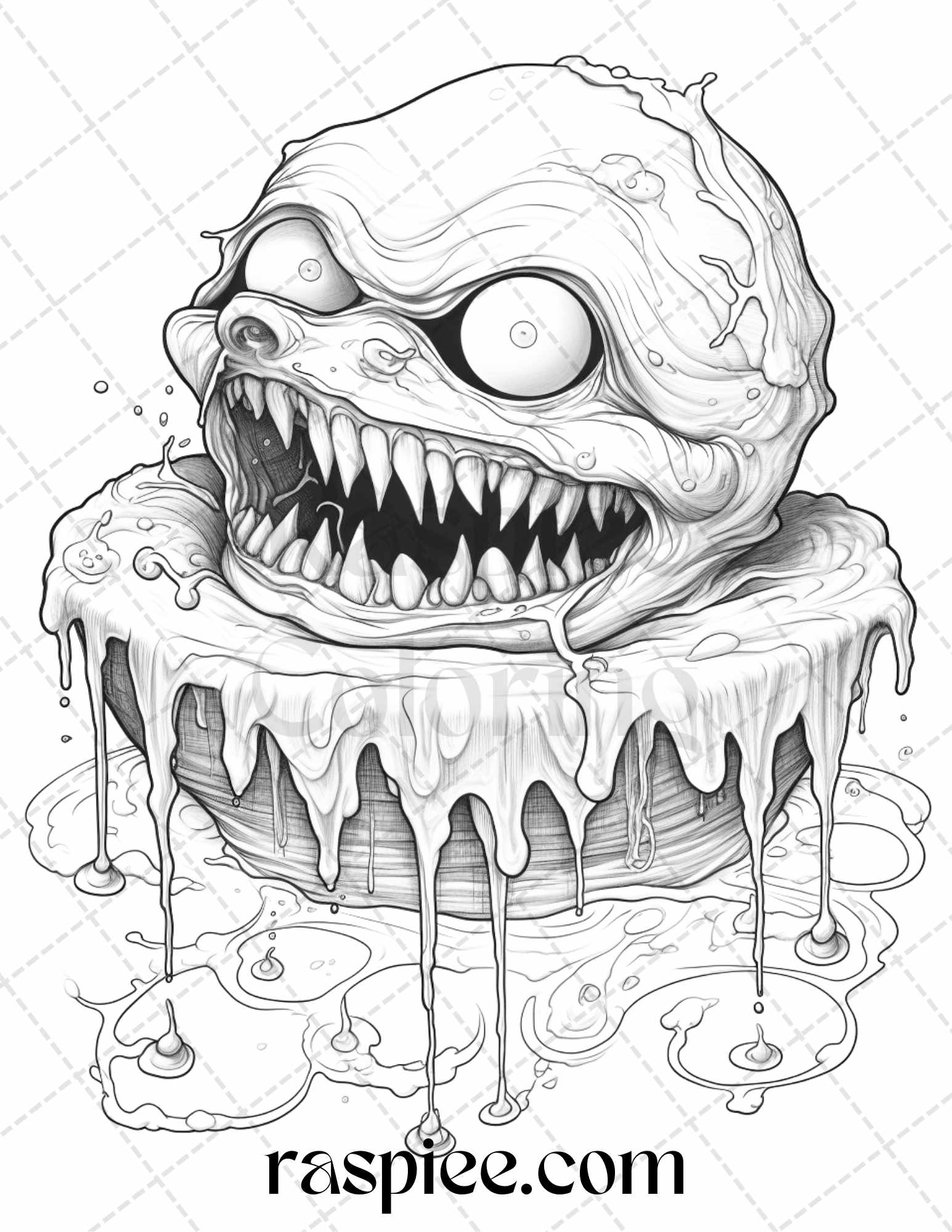 Halloween spooky desserts grayscale coloring pages printable for ad â coloring