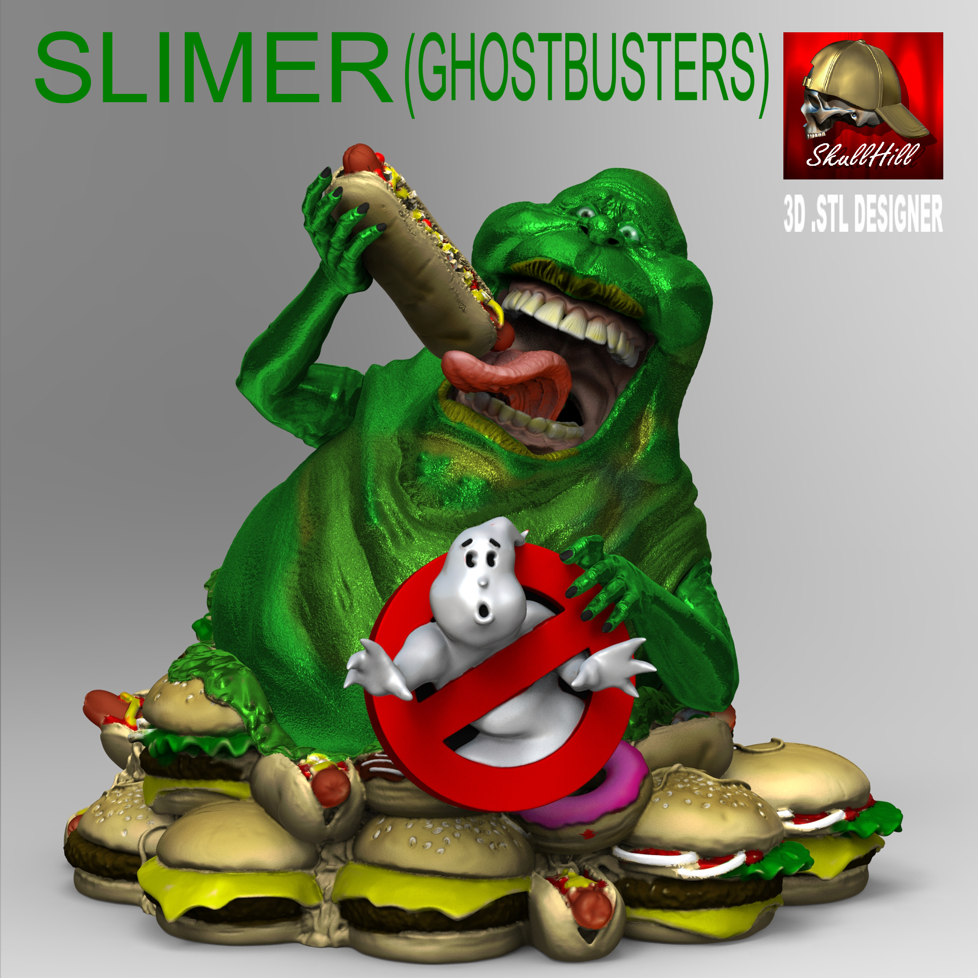 Stl file slimer ghostbuster ðãd printable model to downloadãcults