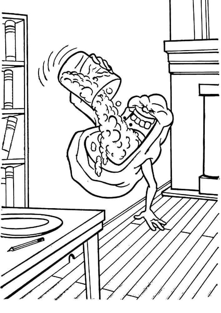 Eternally hungry slimer eats another portion coloring page