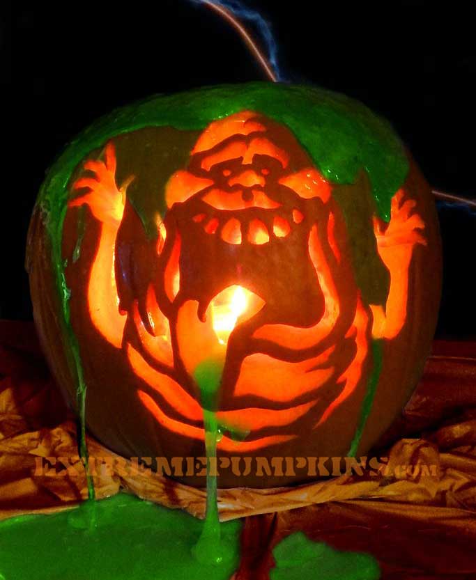 Slimer from ghostbusters pumpkin