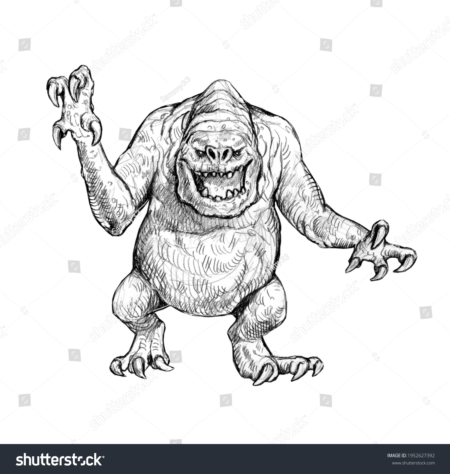 Disgusting monster rancor allien pencil drawing stock illustration