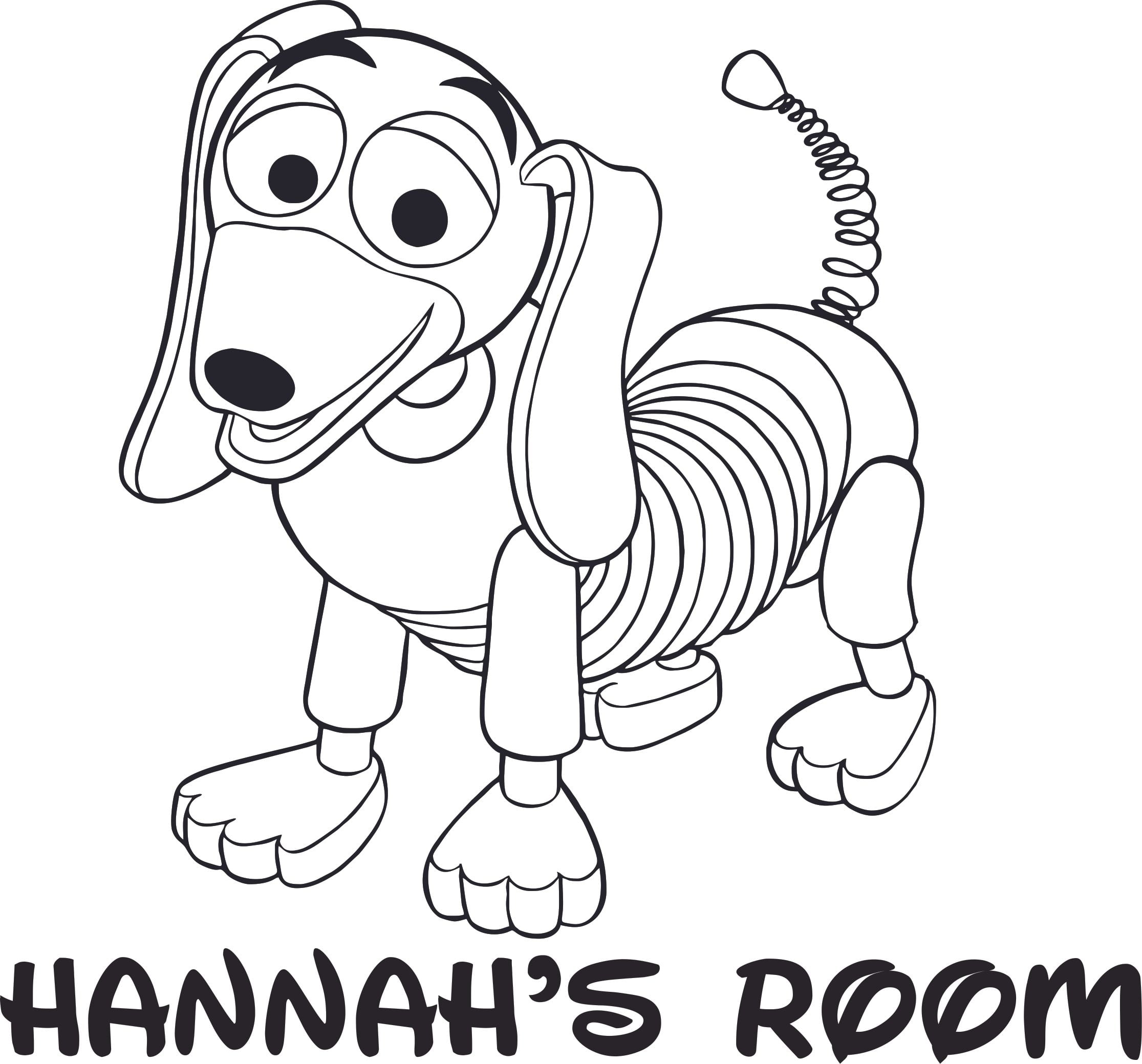 Slinky dog silhouette wall art design customized name wall decal