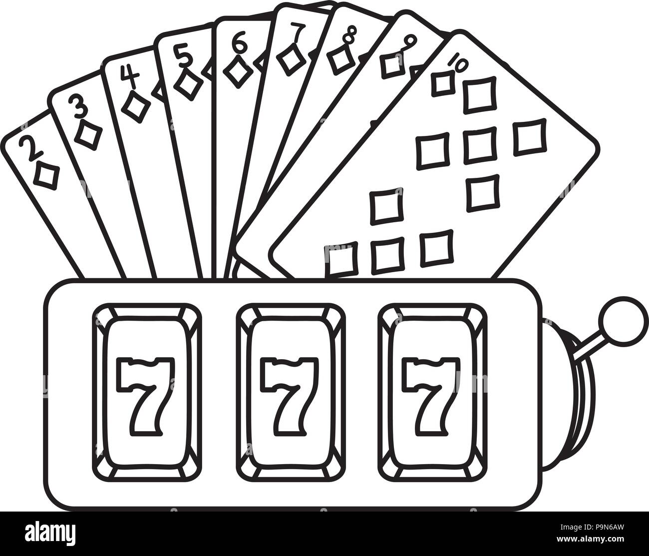 Line diamonds cards and casino slot machine stock vector image art