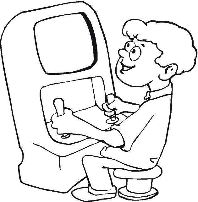 Online coloring pages coloring page the guy with the gaming machine game download print coloring page