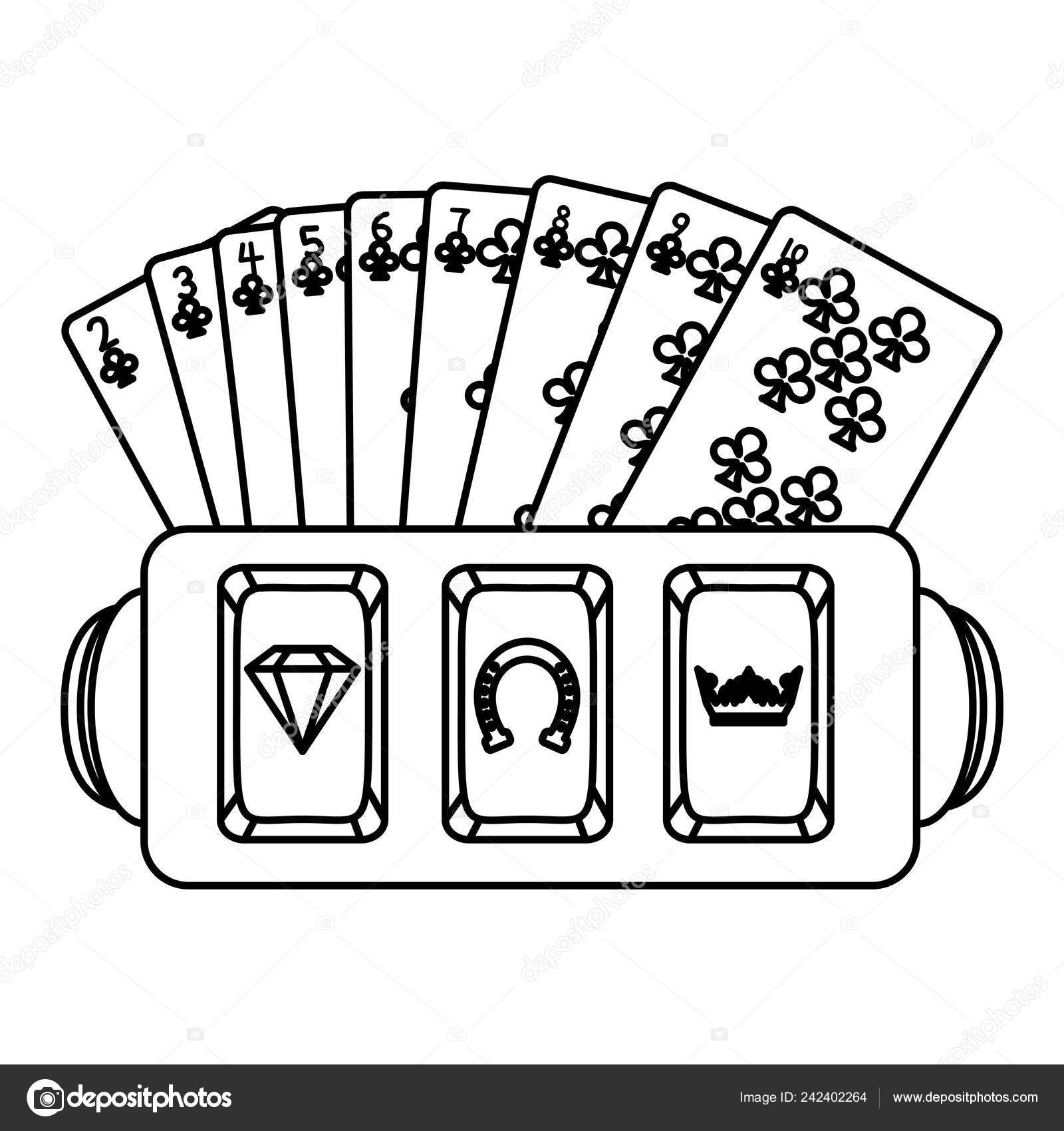 Line clubs cards slot machine casino vector illustration stock vector by stockgiu