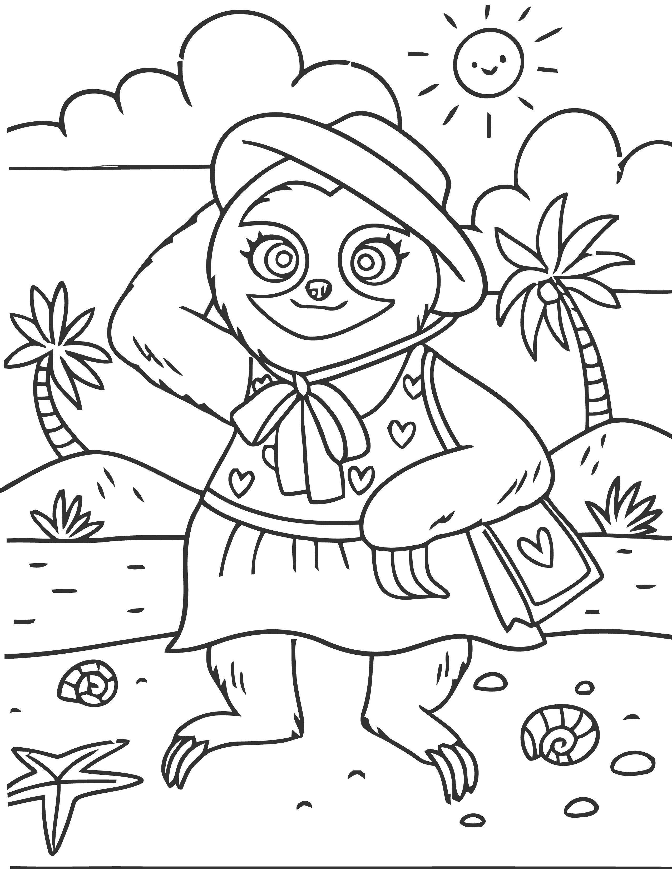 Give funny sloth coloring pages in hrs by sopnaislam