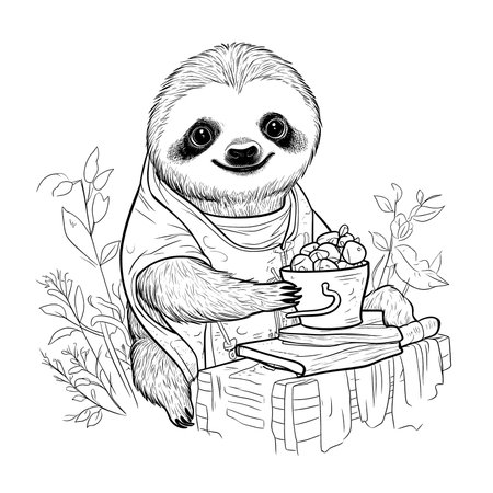 Sloth coloring pages for adults cliparts stock vector and royalty free sloth coloring pages for adults illustrations