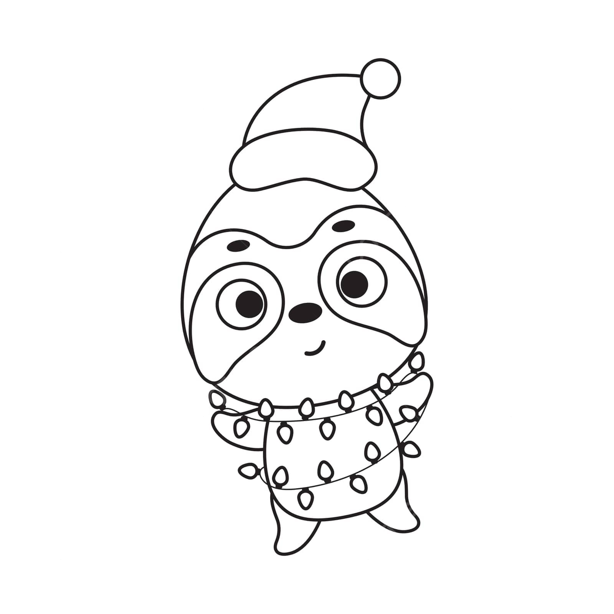 Cute christmas sloth coloring page for kids with garland illustration vector christmas drawing rat drawing ring drawing png and vector with transparent background for free download