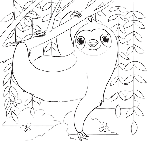 Sloth coloring page free printable coloring pages