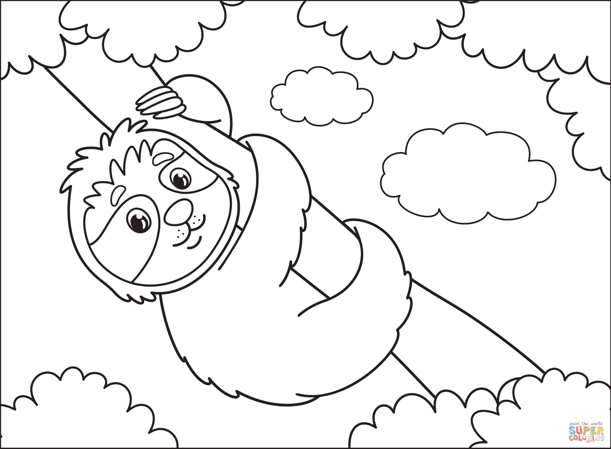 Sloth coloring page free printable coloring pages