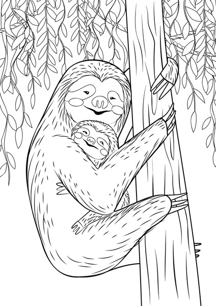 Thousand coloring book sloth royalty