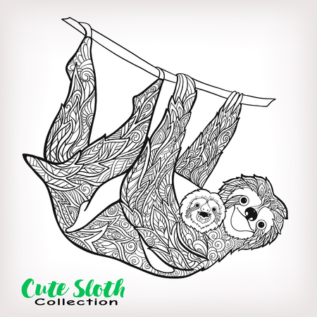 Sloth coloring pages for adults cliparts stock vector and royalty free sloth coloring pages for adults illustrations