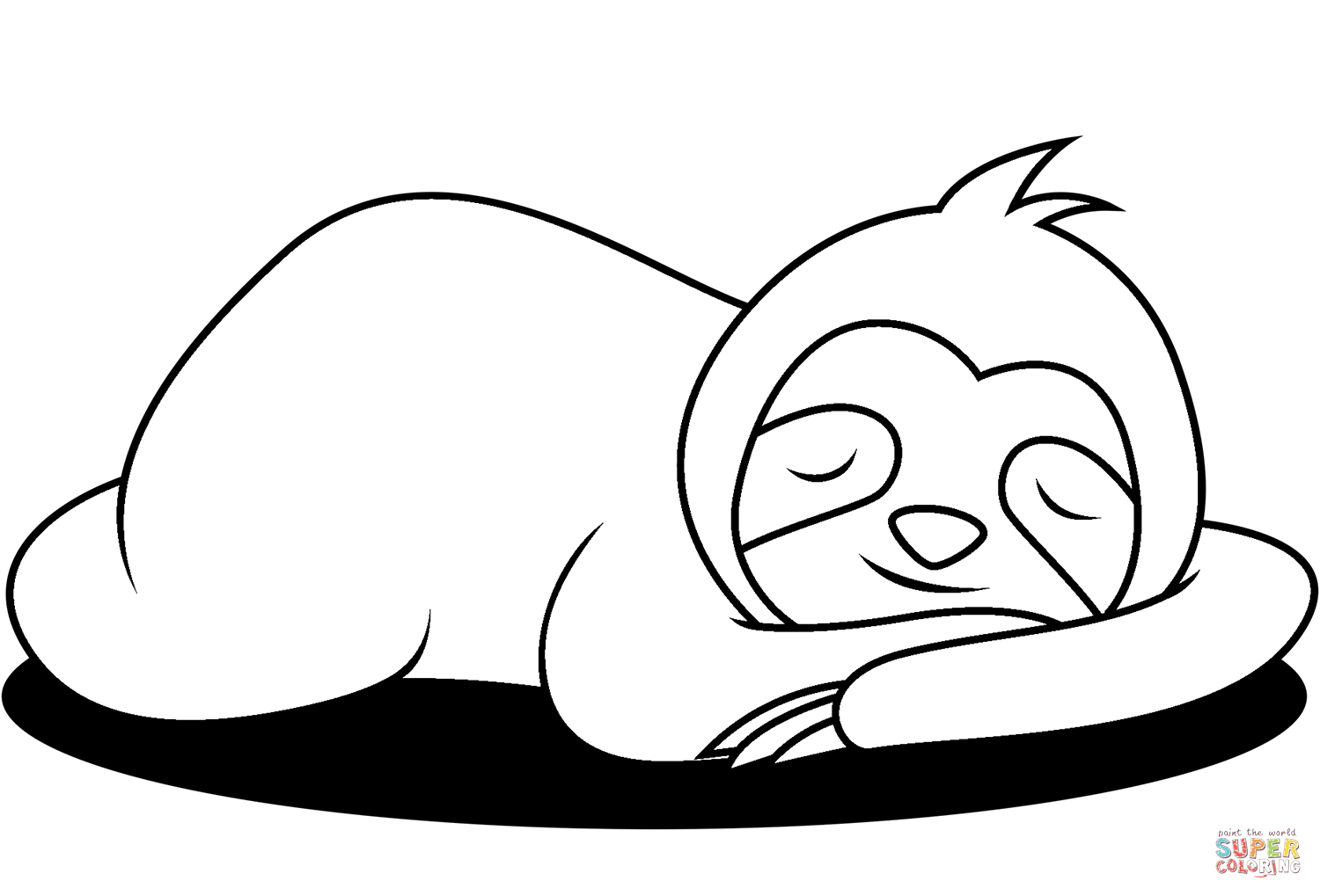 Sleeping sloth coloring page free printable coloring pages