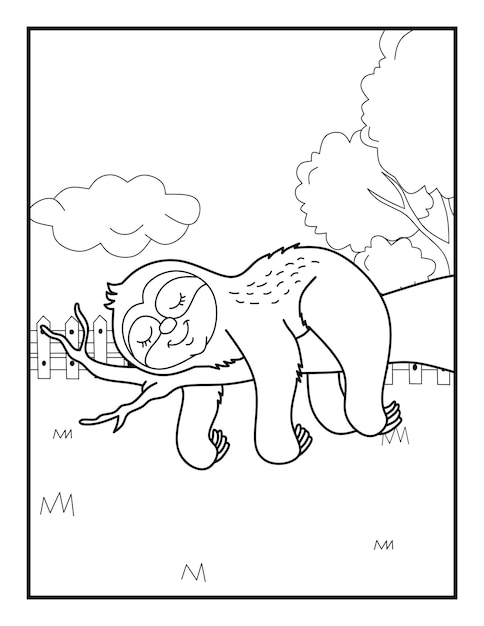 Premium vector cute sloth coloring book pages for kids coloring sheet