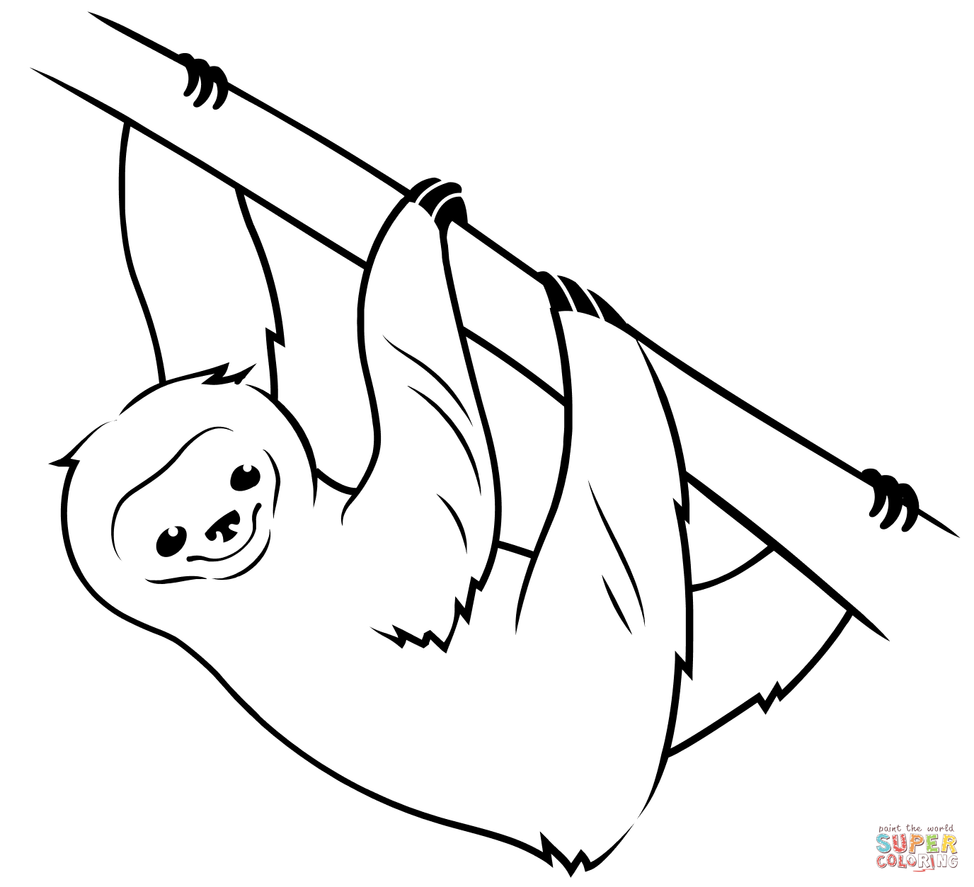 Sloth coloring page free printable coloring pages