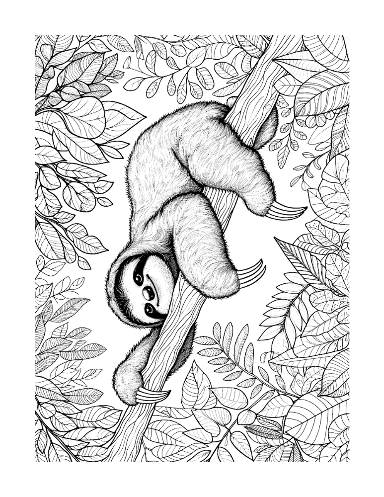 Free sloth coloring pages for kids