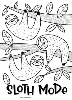 Sloth coloring page by mrs arnolds art room tpt