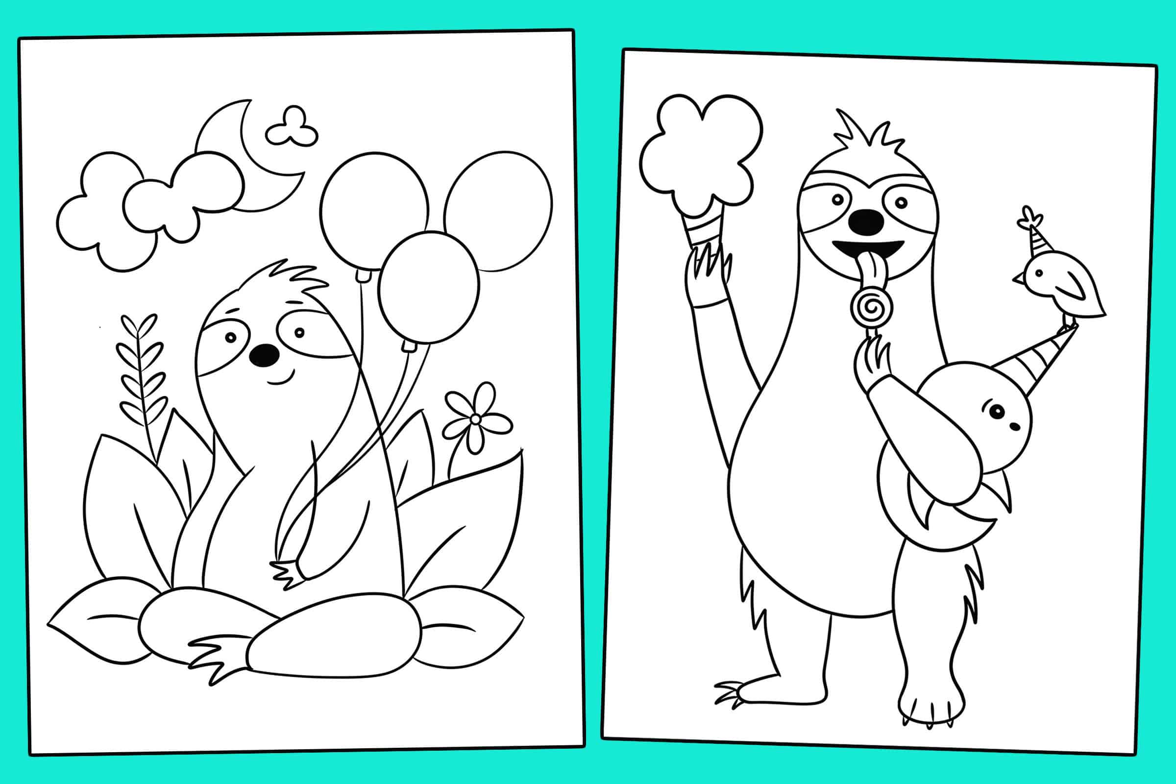 Free printable sloth coloring pages â the hollydog blog