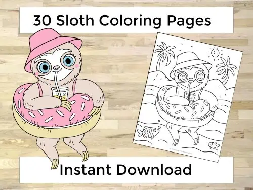 Very cute sloth colouring pages a planner life