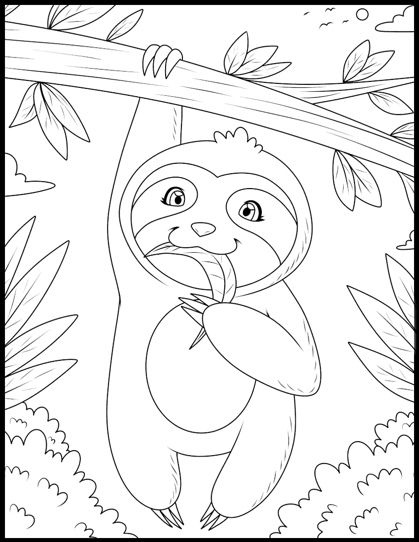 Sloth coloring pages free print and download pdf