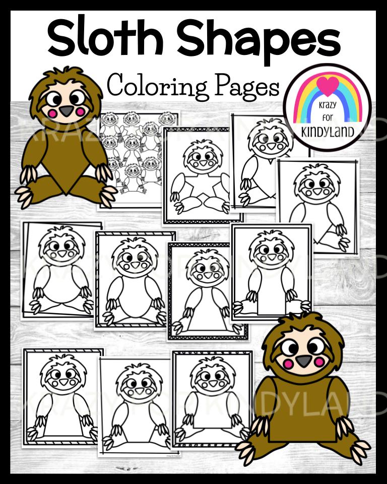 Sloth shape coloring pages booklet zoo rainforest activity