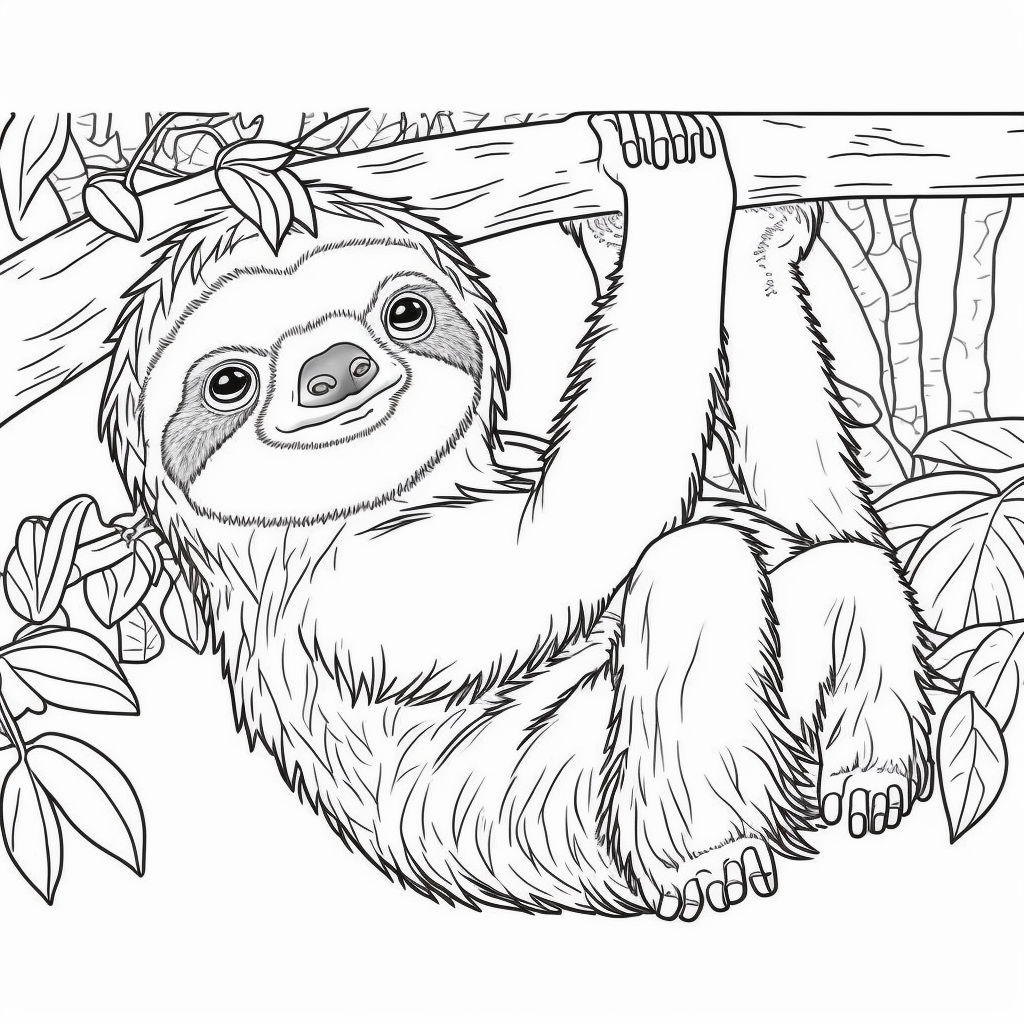 Sloth on a tree coloring page â lulu pages