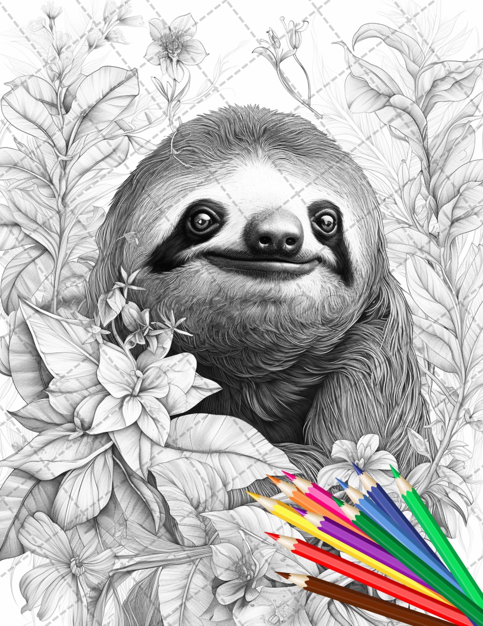 Animal floral printable coloring pages for adults grayscale colori â coloring