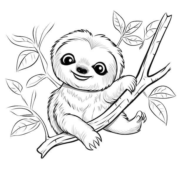 Premium ai image cute sloth coloring pages for kids