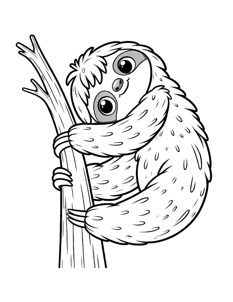 Free sloth coloring pages for kids