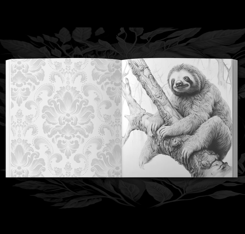 Sloth coloring book for adults grayscale printbook â monsoon publishing usa