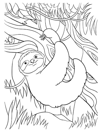 Premium vector sloth coloring page for kids