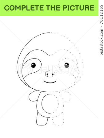 Plete the picture of cute sloth coloring