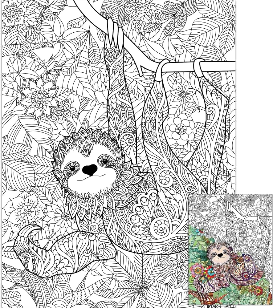 Mandala giant coloring posters for kids adults sloth coloring sheets ã inch mandala coloring poster wall art decor blank banner for school group family art craft activities decoration toys