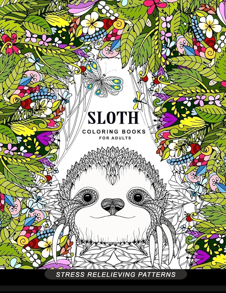 Sloth coloring book for adults animal coloring books for adults adult coloring book books