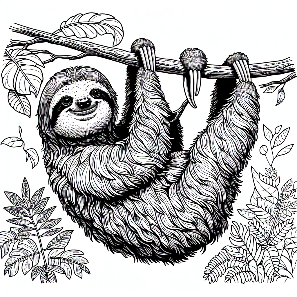 Sloth coloring pages â custom paint by numbers