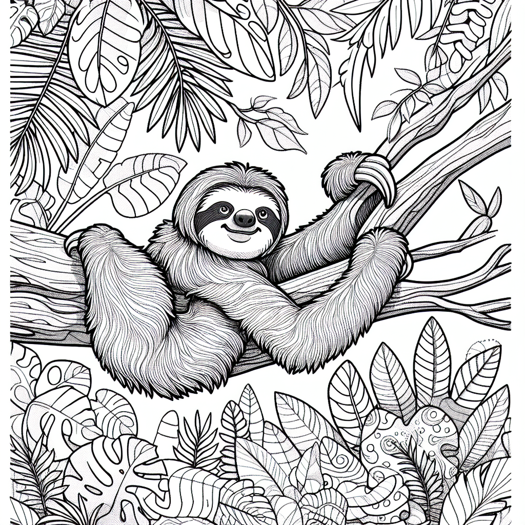 Sloth coloring pages â custom paint by numbers