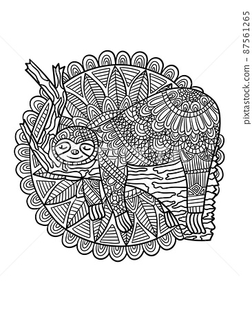 Sloth sleeping mandala coloring pages for adults