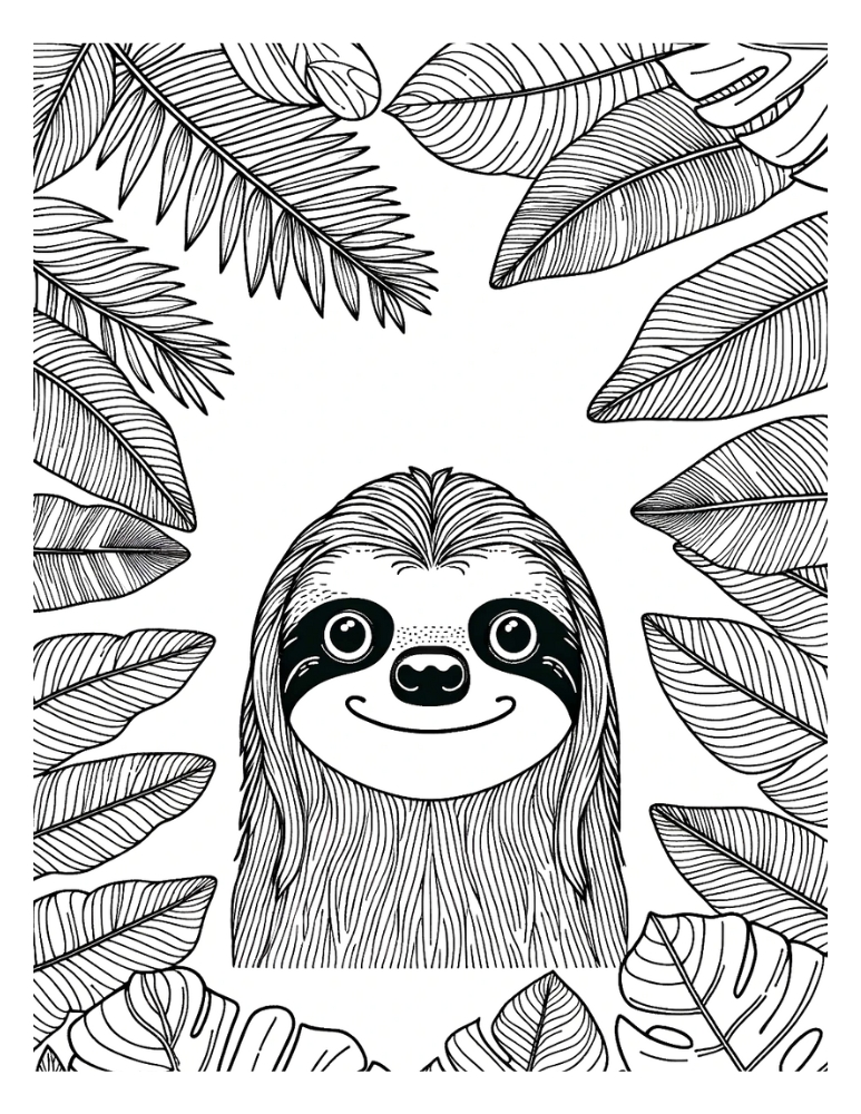 Free sloth coloring pages for kids